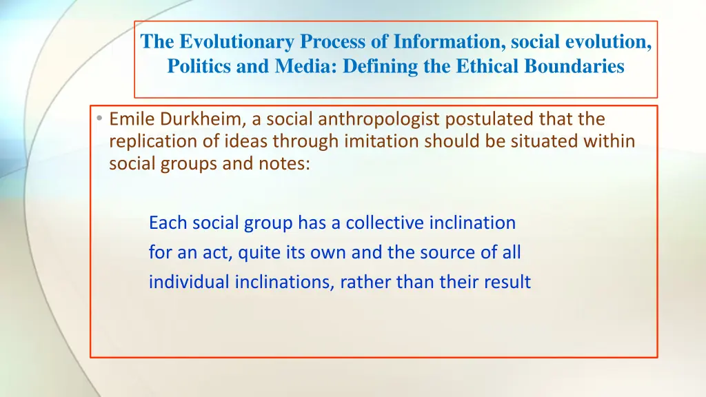 the evolutionary process of information social 8