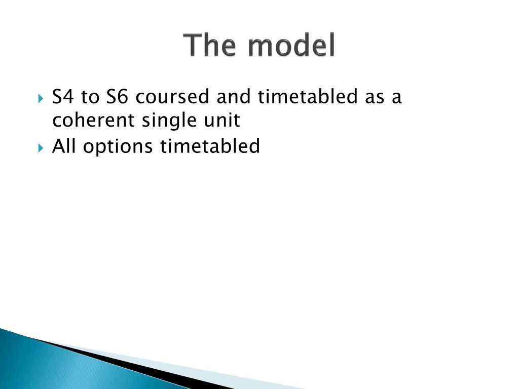 s4 to s6 coursed and timetabled as a coherent