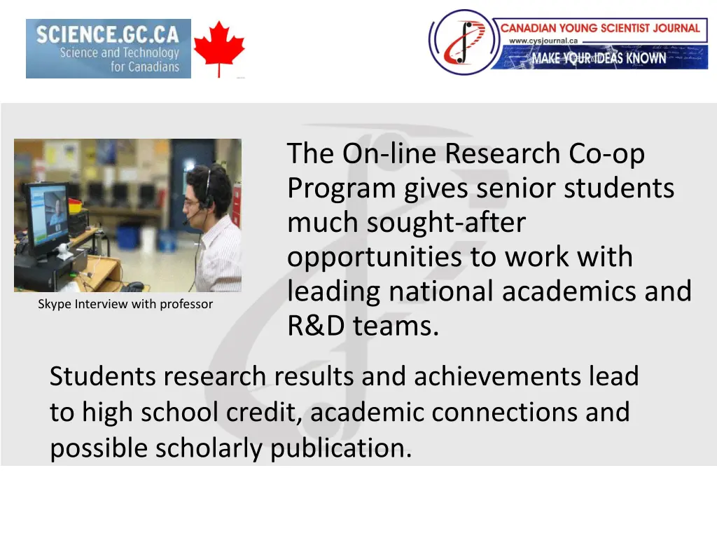 the on line research co op program gives senior