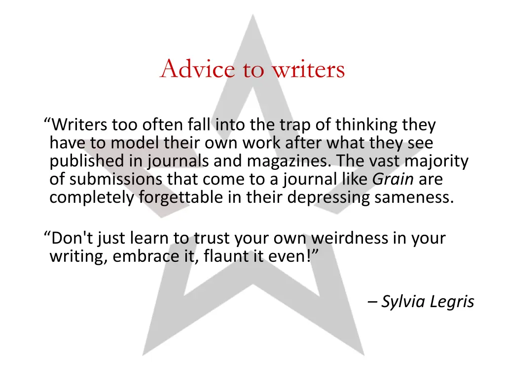 advice to writers