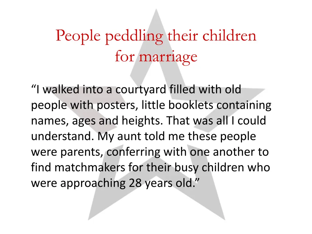 people peddling their children for marriage