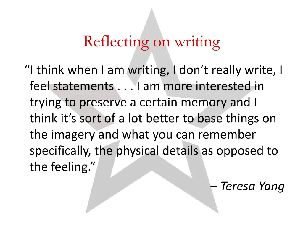 reflecting on writing