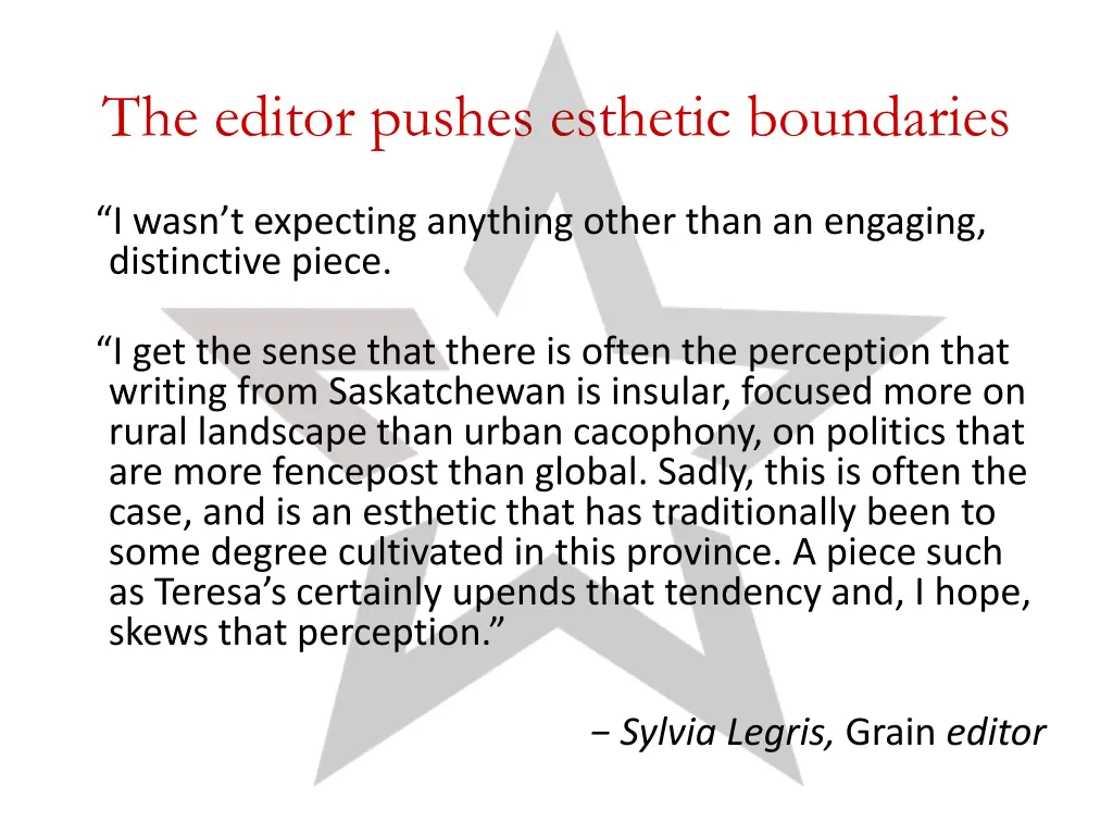 the editor pushes esthetic boundaries