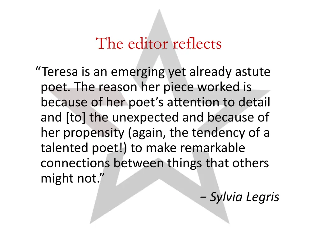 the editor reflects