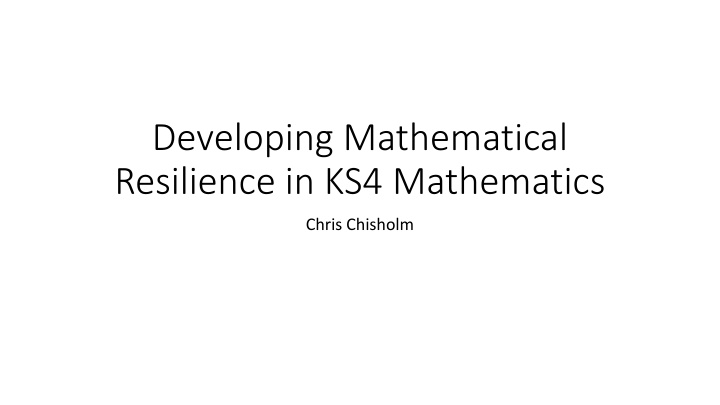 developing mathematical resilience