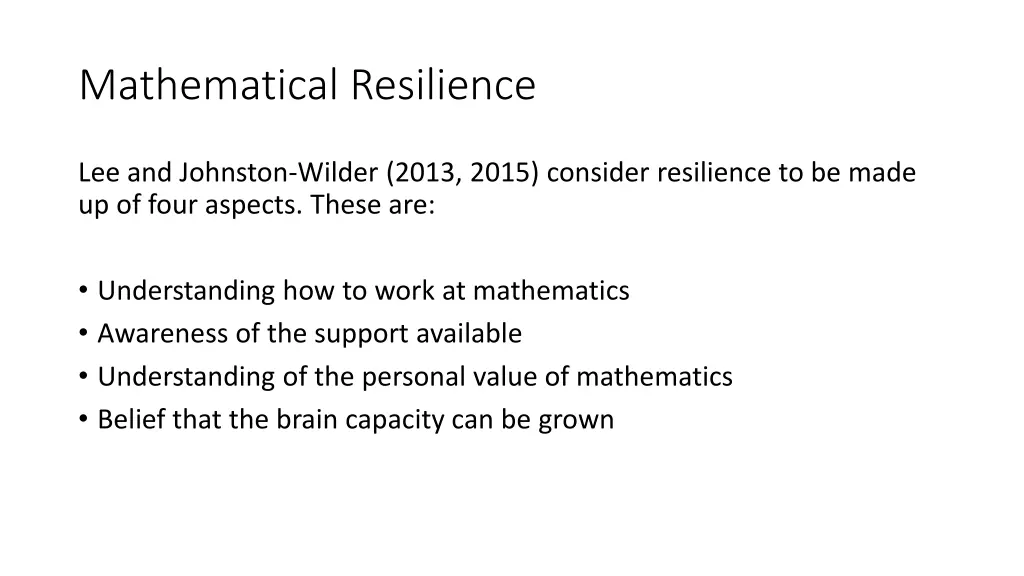 mathematical resilience