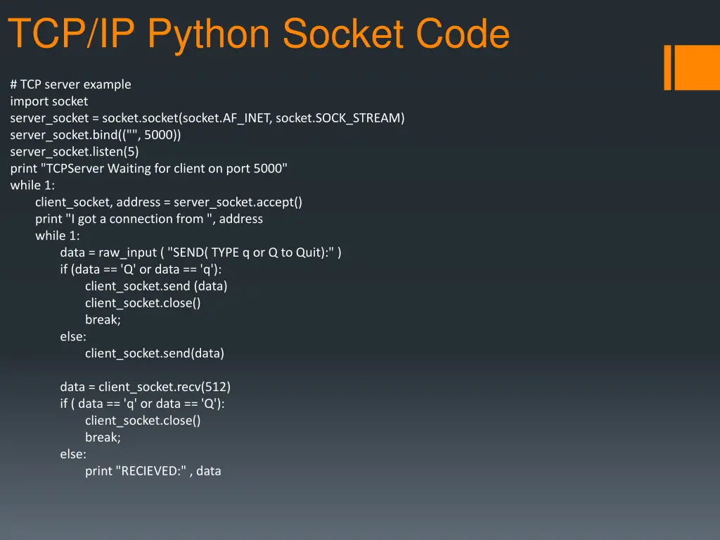 tcp ip python socket code