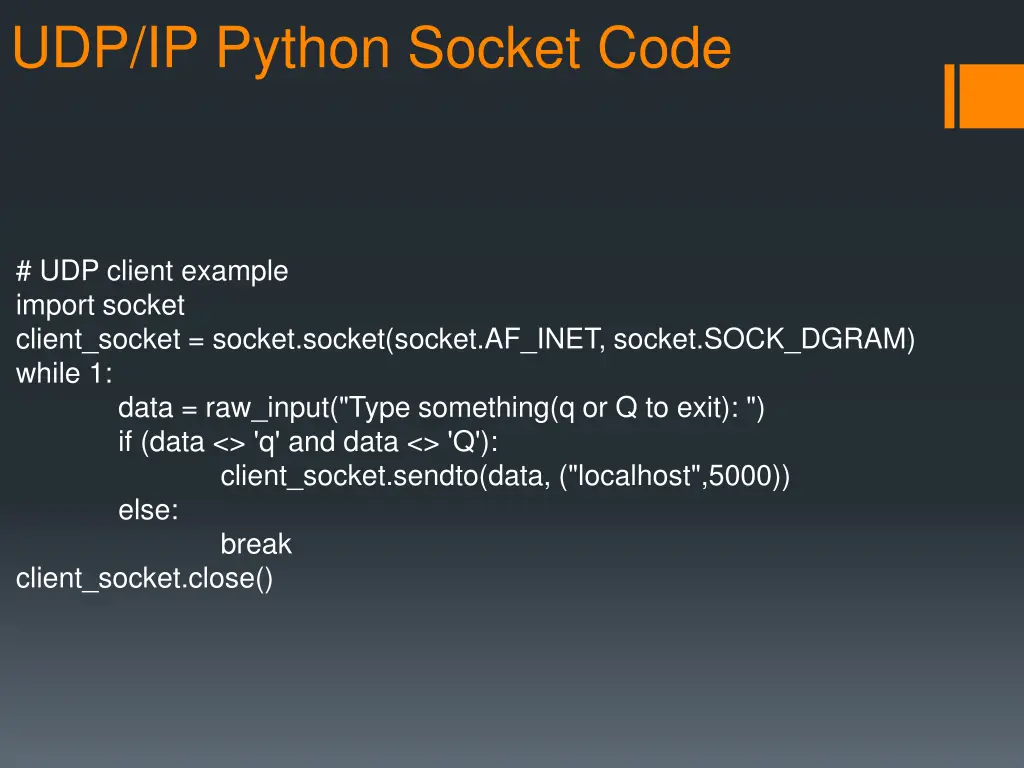 udp ip python socket code 1