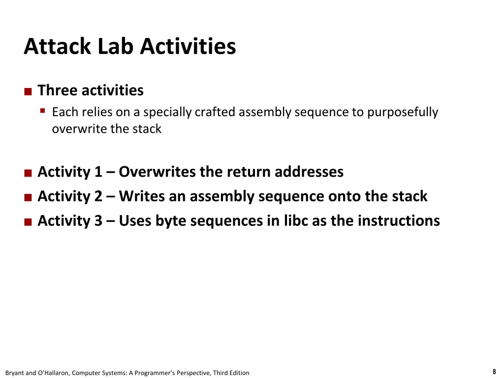 attack lab activities
