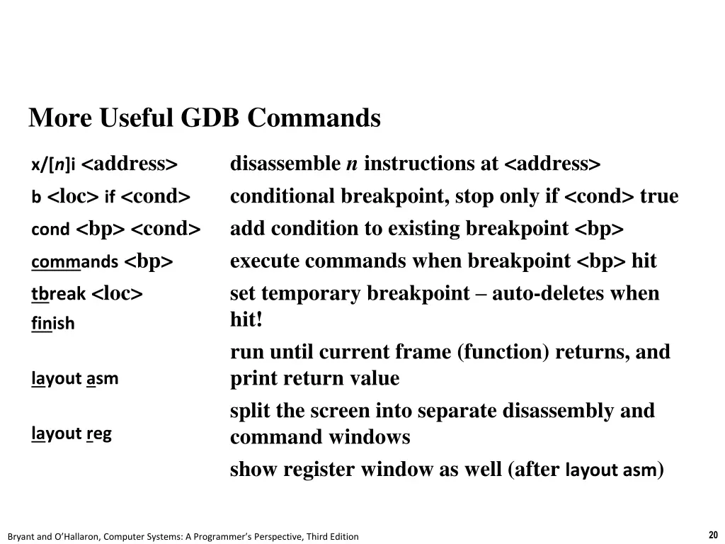 more useful gdb commands