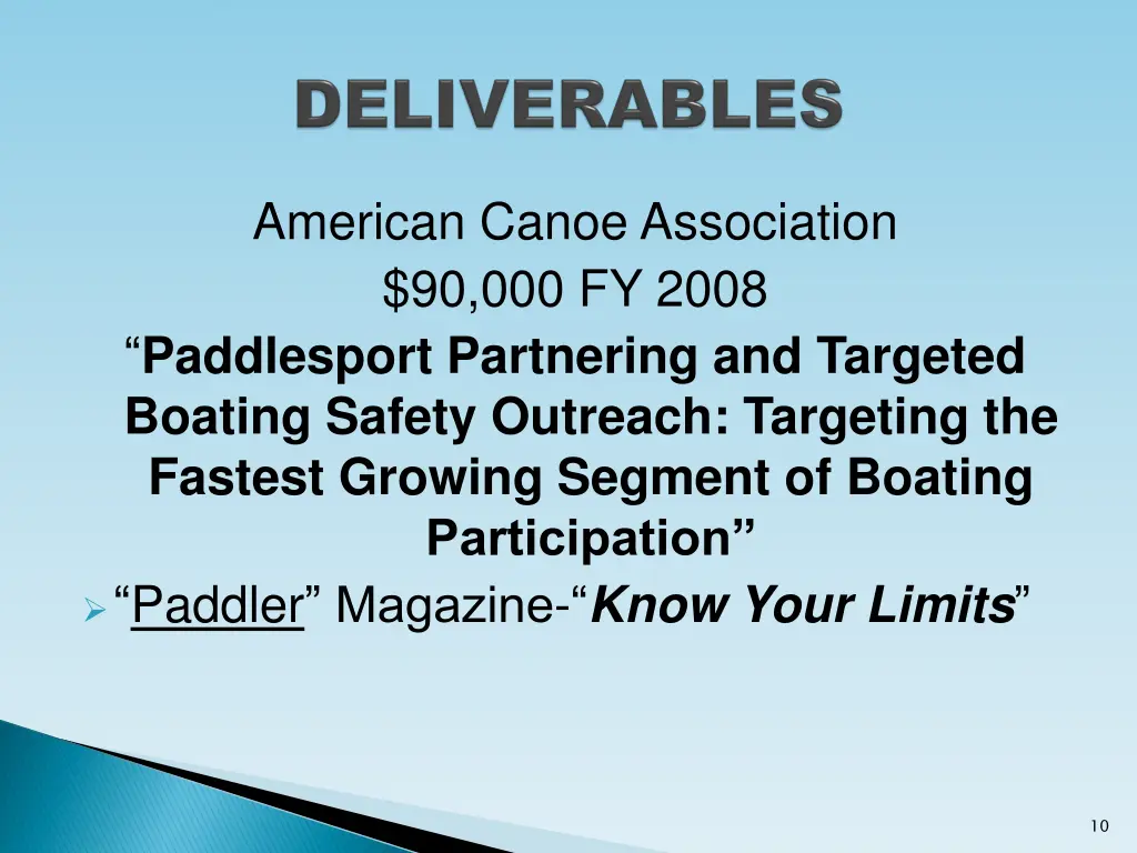 american canoe association 90 000 fy 2008