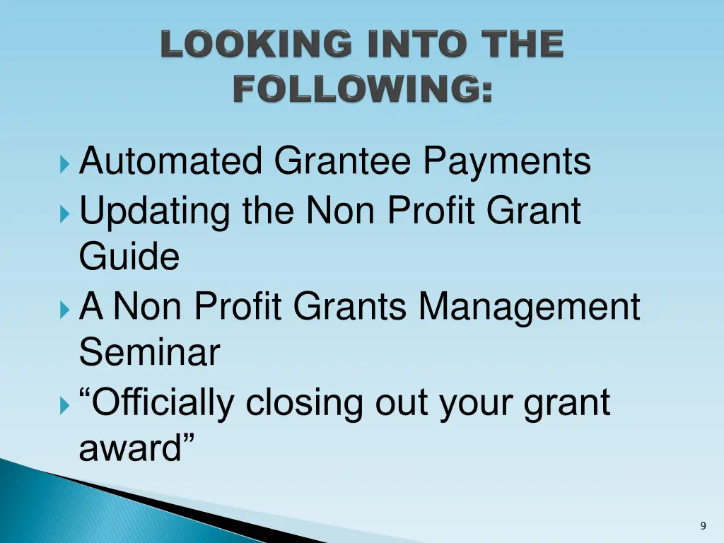 automated grantee payments updating