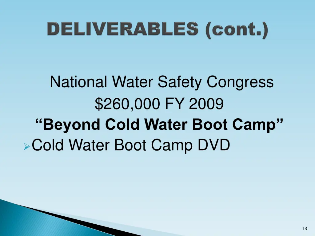national water safety congress 260 000 fy 2009
