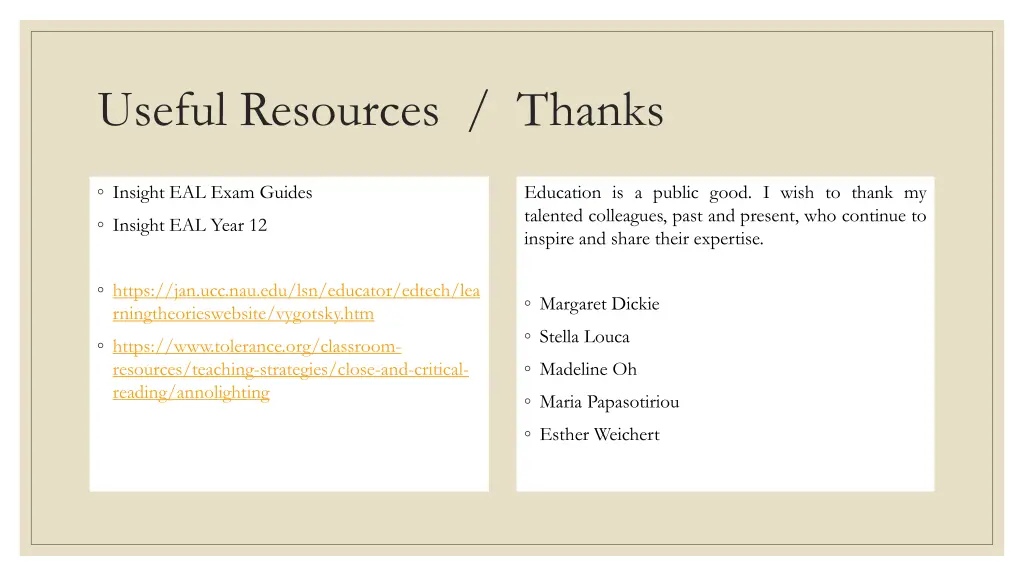 useful resources thanks