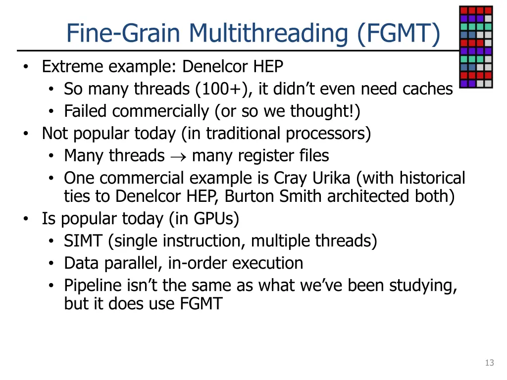 fine grain multithreading fgmt extreme example
