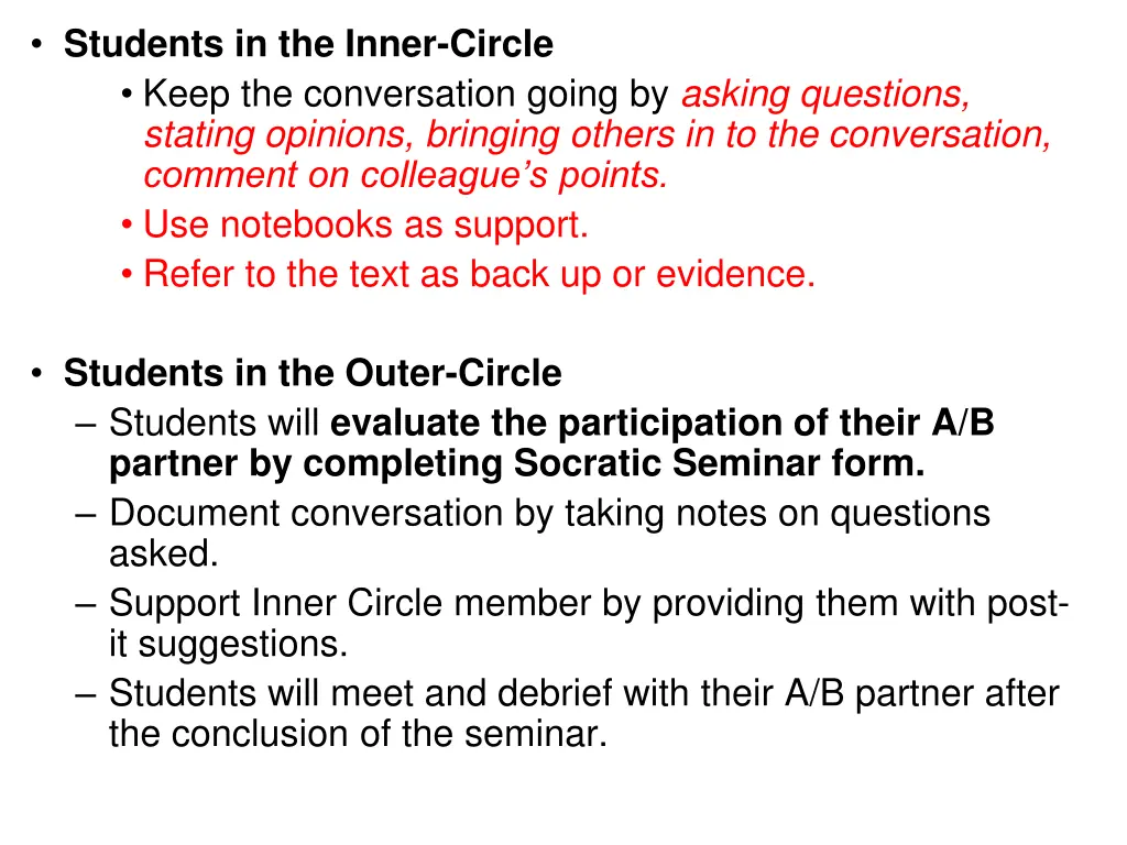 students in the inner circle keep