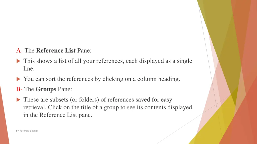 a the reference list pane