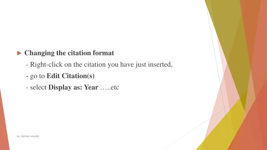 changing the citation format right click