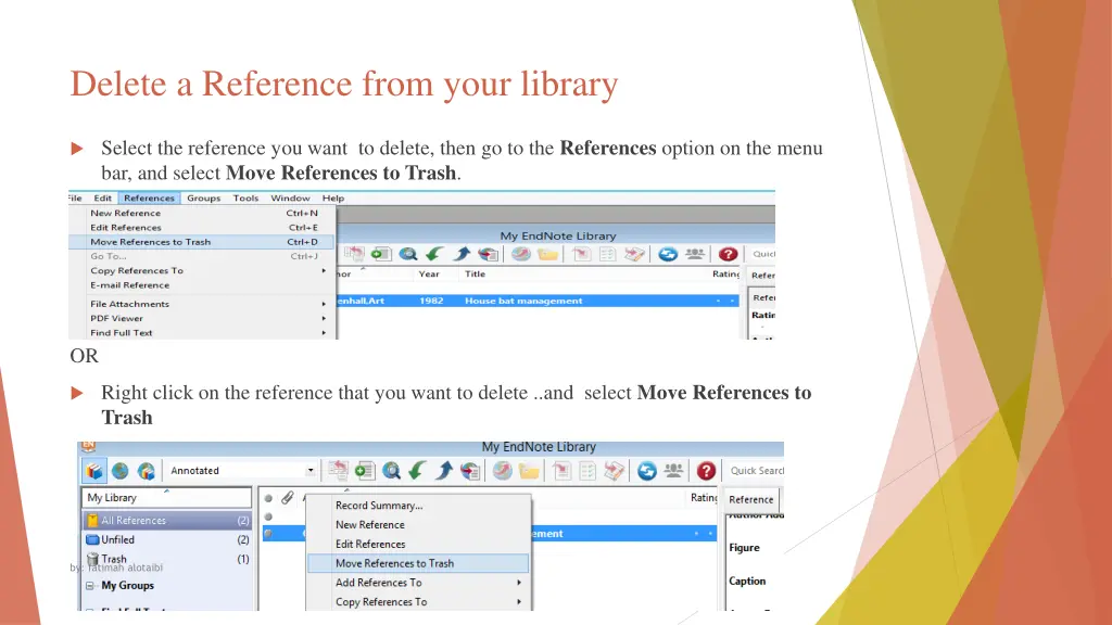 delete a reference from your library