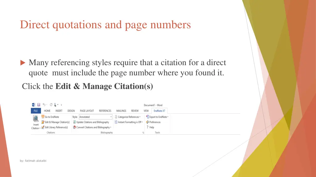 direct quotations and page numbers