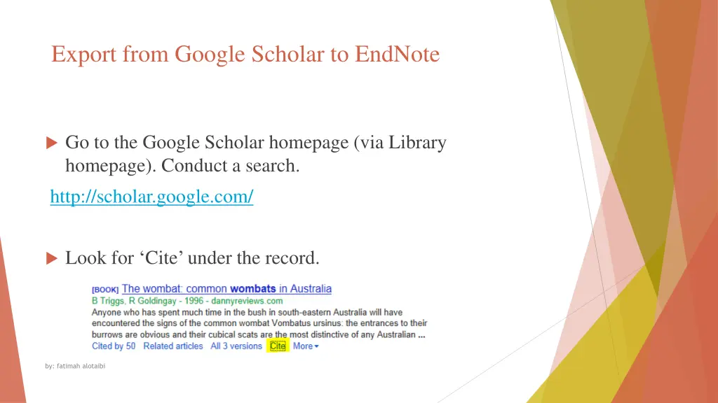 export from google scholar to endnote