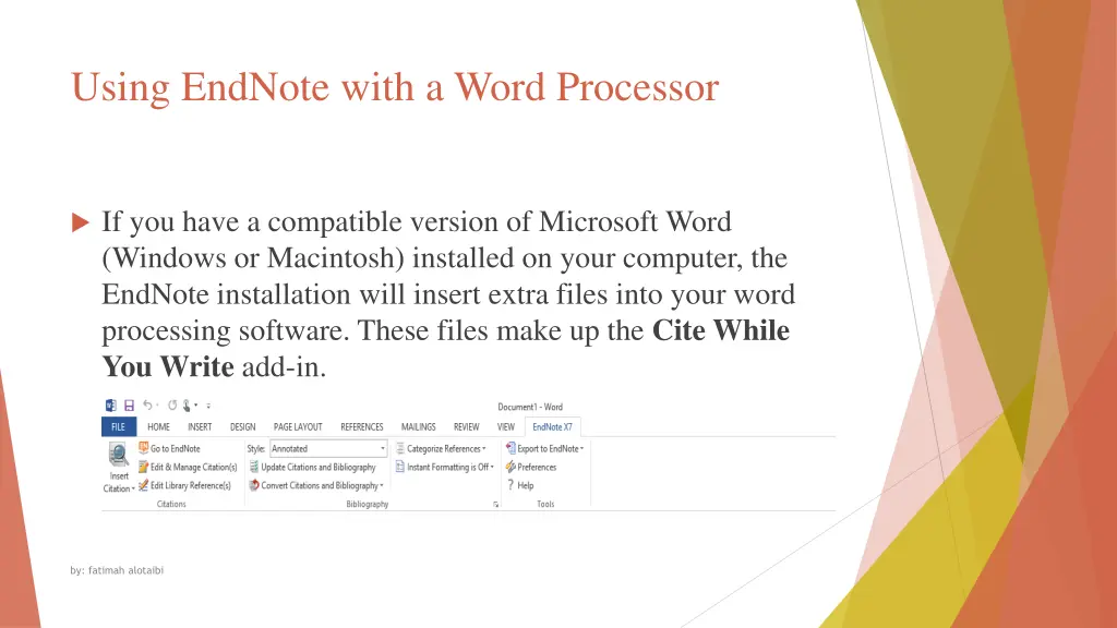 using endnote with a word processor