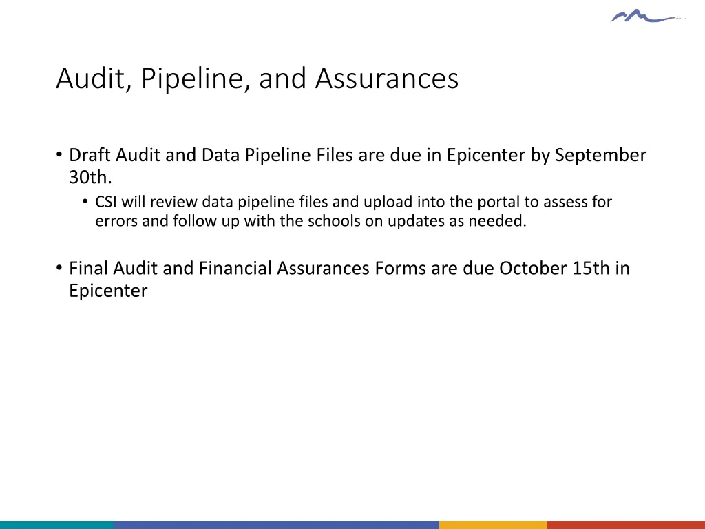 audit pipeline and assurances