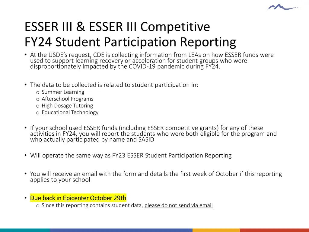 esser iii esser iii competitive fy24 student