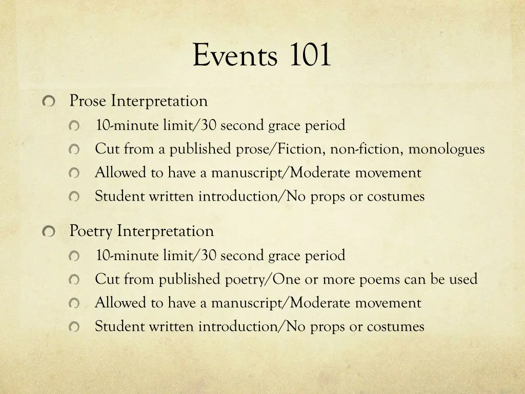 events 101