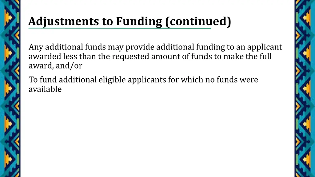 adjustments to funding continued 1