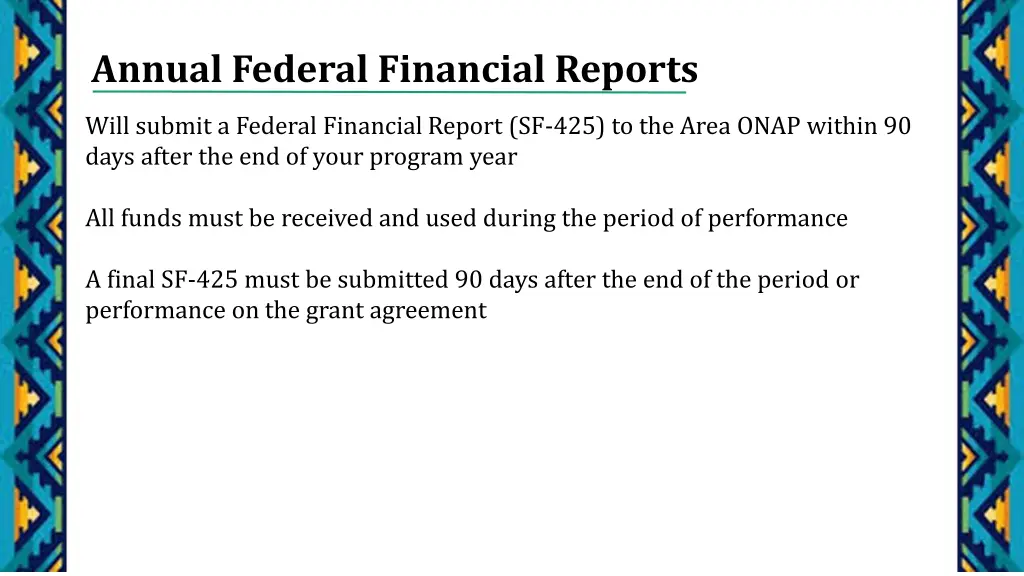 annual federal financial reports