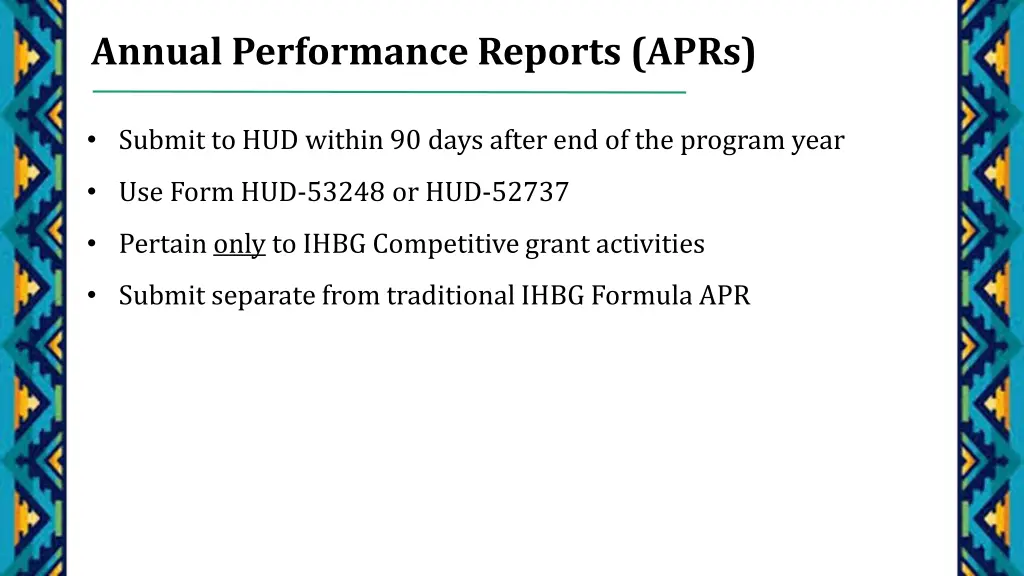 annual performance reports aprs
