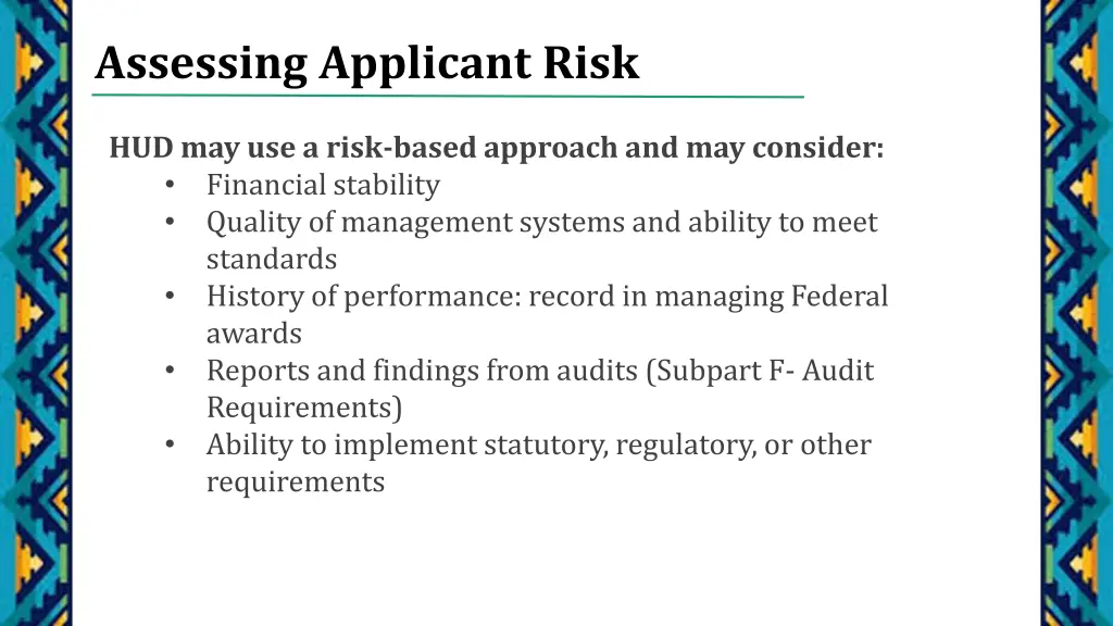 assessing applicant risk