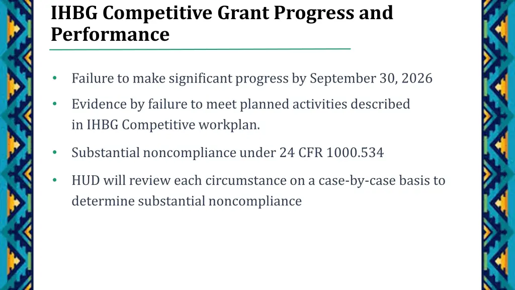 ihbg competitive grant progress and performance