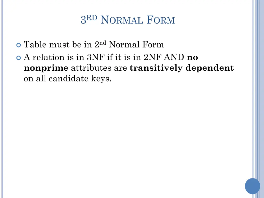 3 rd n ormal f orm