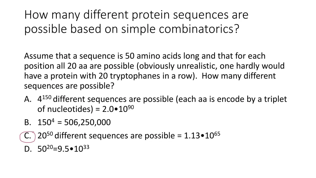 how many different protein sequences are possible