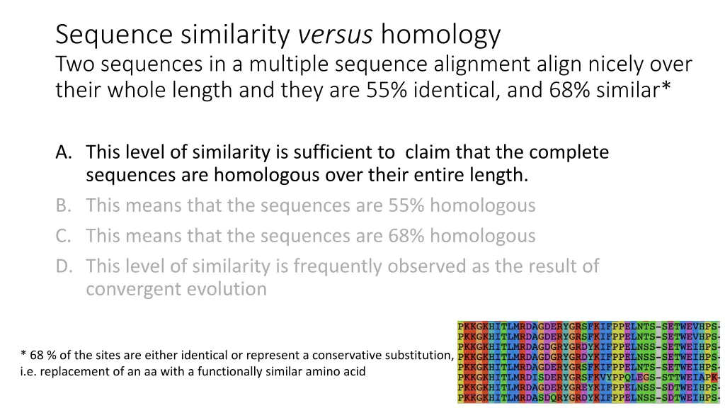 sequence similarity versus homology two sequences 1
