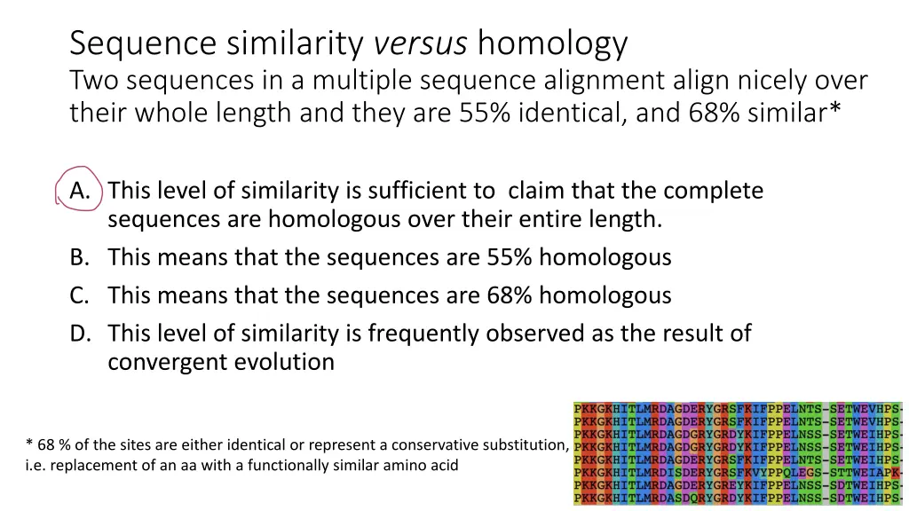 sequence similarity versus homology two sequences
