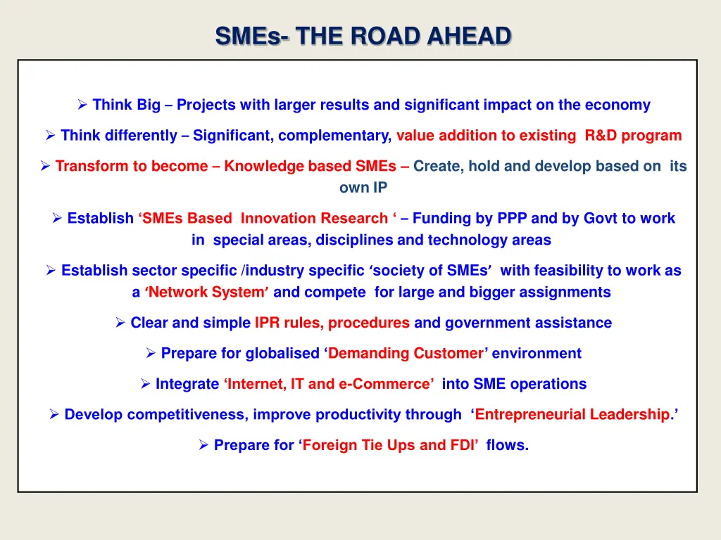 smes the road ahead