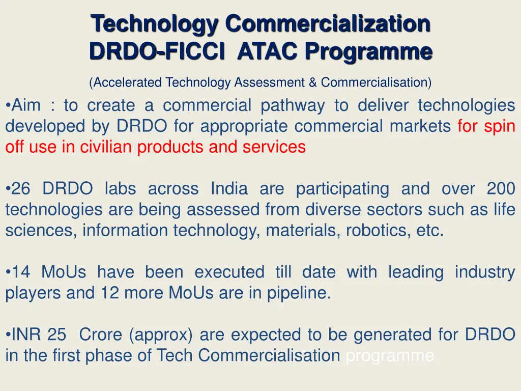 technology commercialization drdo ficci atac