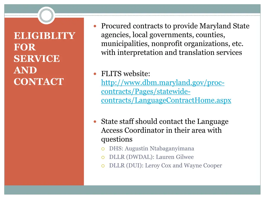 procured contracts to provide maryland state
