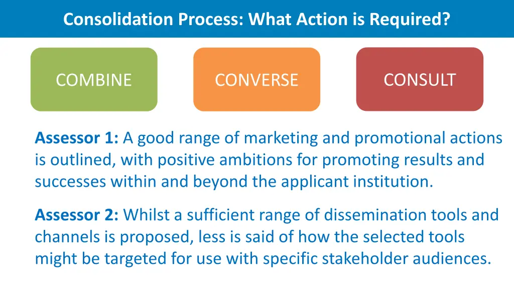 consolidation process what action is required 5