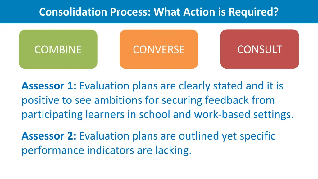 consolidation process what action is required