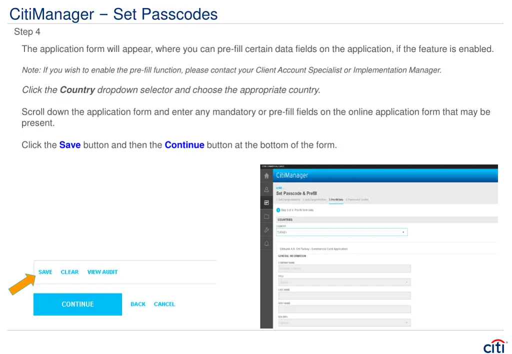 citimanager set passcodes step 4
