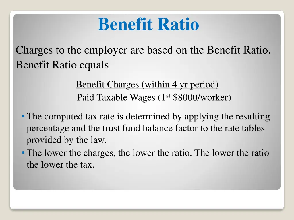benefit ratio