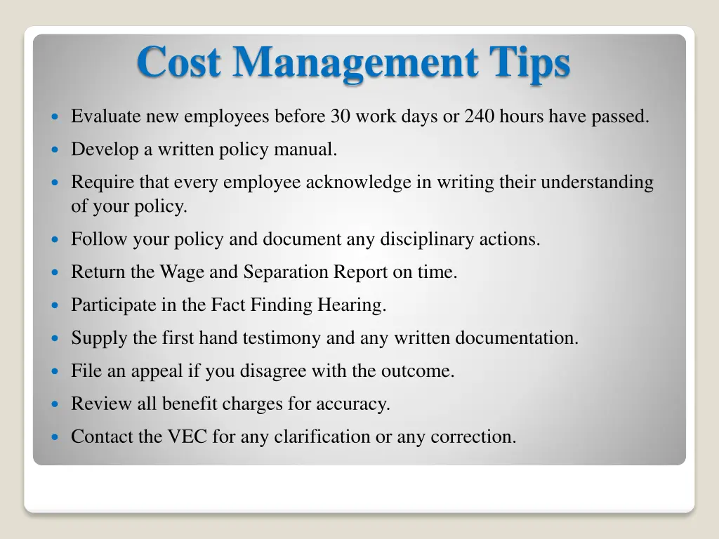 cost management tips