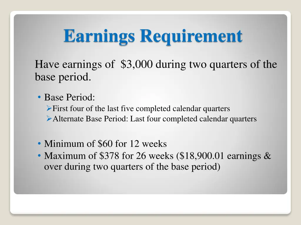 earnings requirement