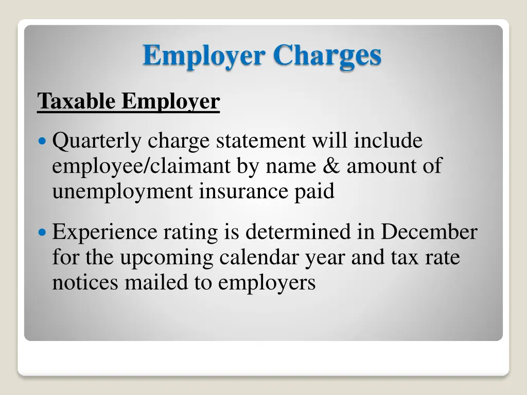 employer cha rges