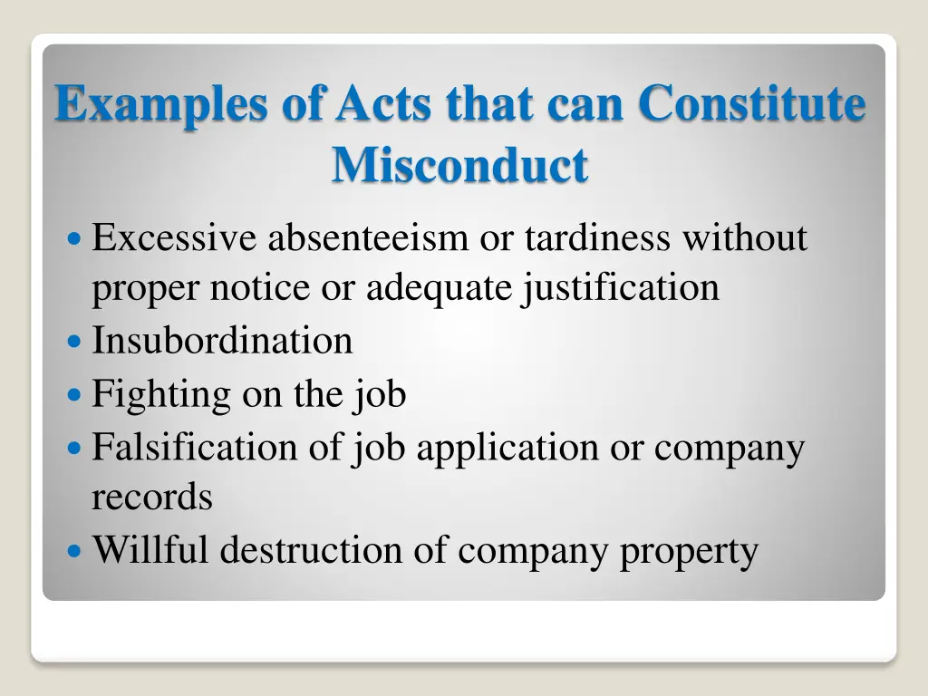 examples of acts that can constitute misconduct