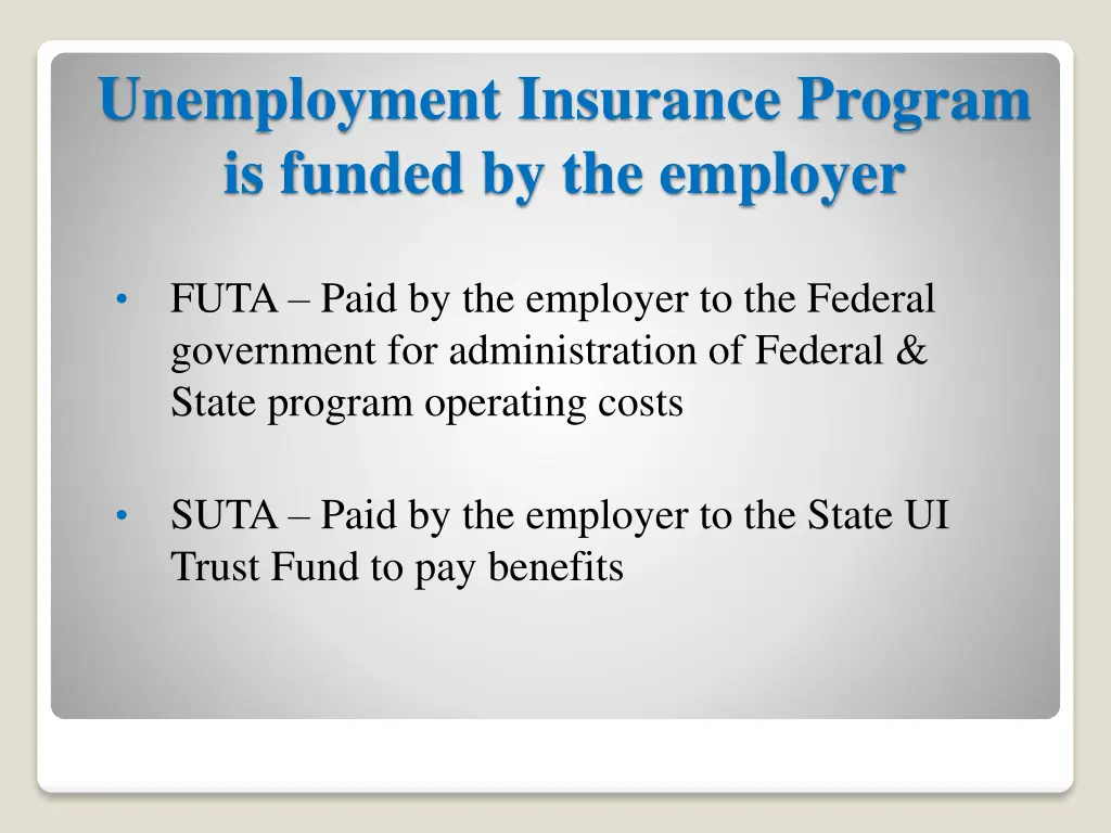 unemployment insurance program is funded